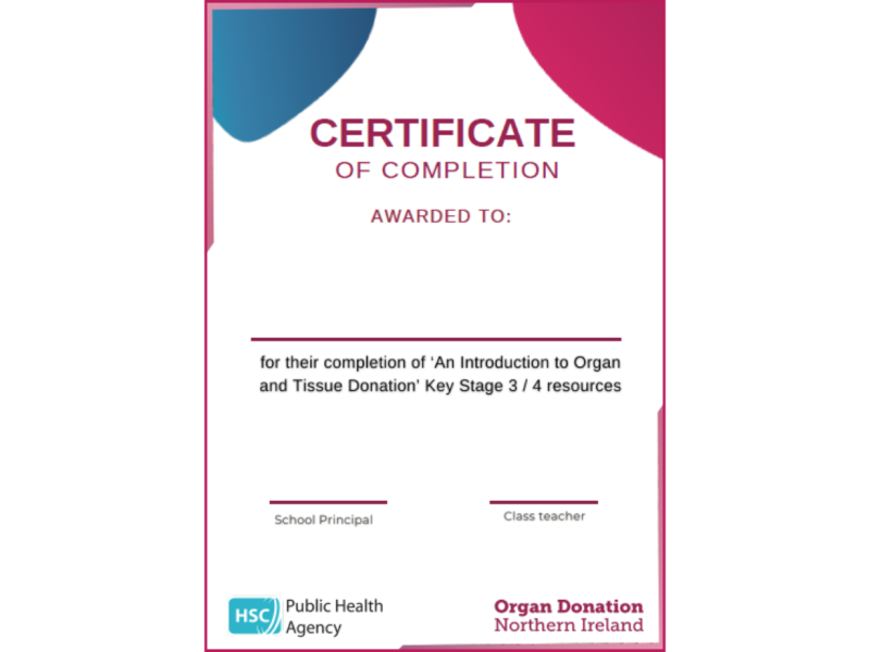 KS3 and 4 certificate