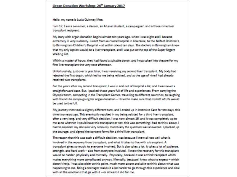 KS3 and 4 Lucia's script